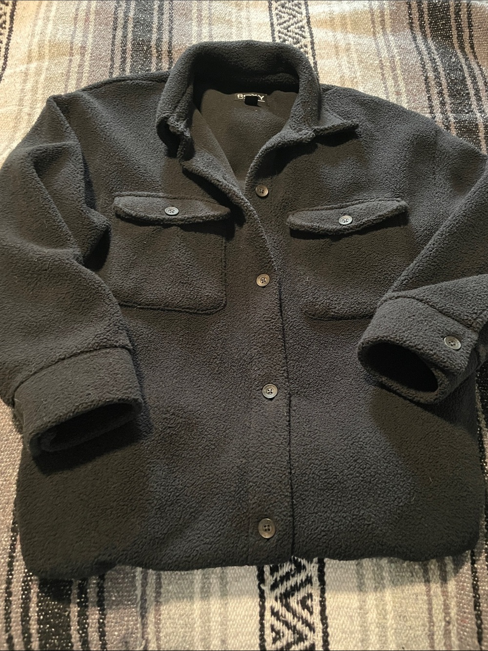 Roxy Black Cozy Teddy Button-Front Shacket